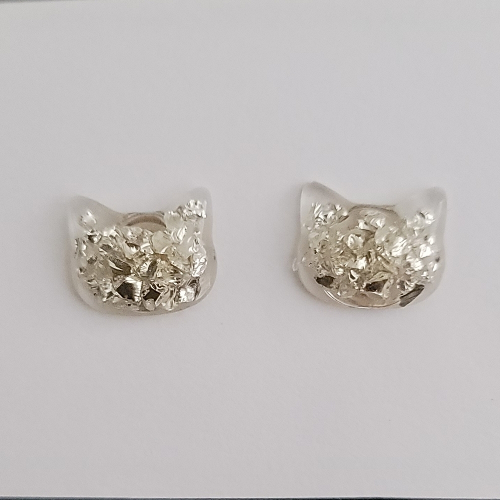 Resin Cat Stud Earrings